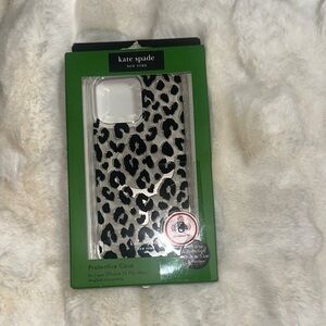Kate Spade Leopard Print Protective Case for iPhone 15 Pro Max - Black and Gold